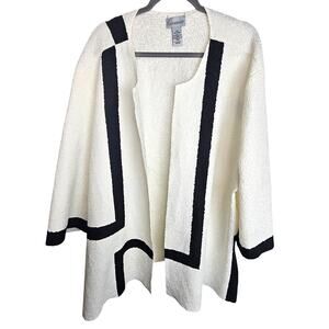 Catherines Womens Crinkle Cardigan Plus Size 2X Colorblock Open Front Minimalist